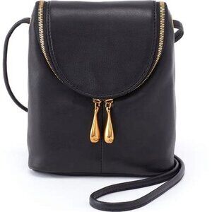 Hobo Fern Leather Black and Gold Crossbody Bag